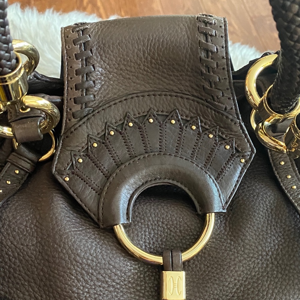 COLE HAAN Collection C06 Gorgeous Brown Leather Handbag, braided strap - Picture 9 of 16